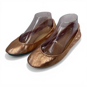 Tieks by Gavrieli Rose Gold Ballet Flats Womens 8 Glam Metallic Crackled Leather